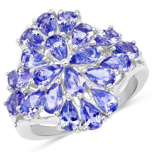 4.20 Carat Genuine Tanzanite Sterling Silver Engagement Ring