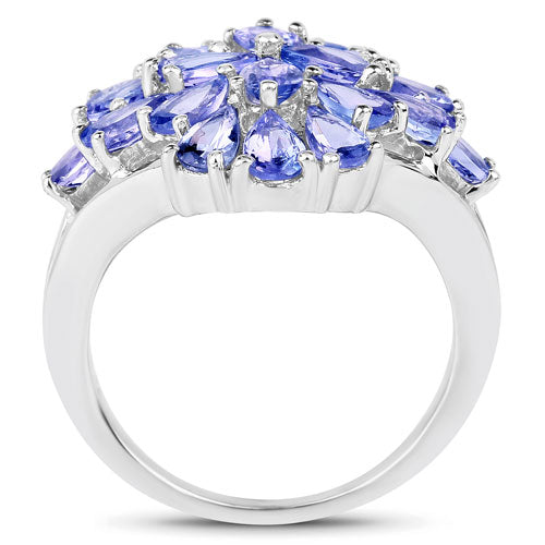 4.20 Carat Genuine Tanzanite Sterling Silver Engagement Ring