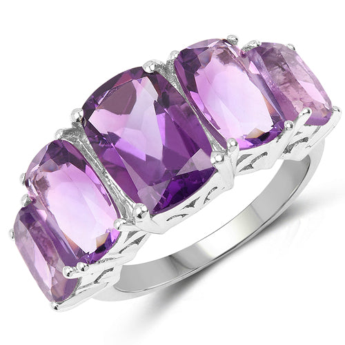 Bague en argent sterling .925 avec améthyste véritable de 11,10 carats