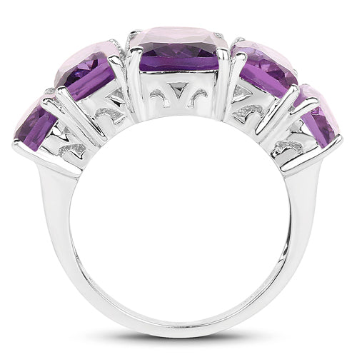 Bague en argent sterling .925 avec améthyste véritable de 11,10 carats