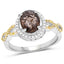 1.90 Carat Smoky Quartz & Diamond Sterling Silver Cocktail Ring