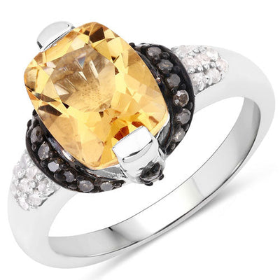 2.83 Carat Citrine and Diamond .925 Sterling Silver Engagement Ring