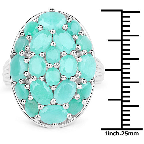 Bague de fiançailles en argent sterling avec émeraude véritable de 5,48 carats