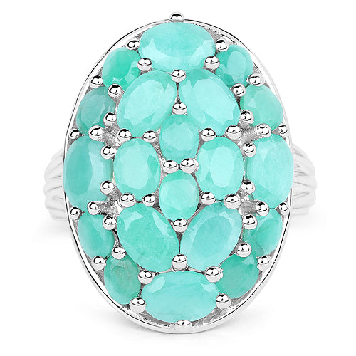 Bague de fiançailles en argent sterling avec émeraude véritable de 5,48 carats