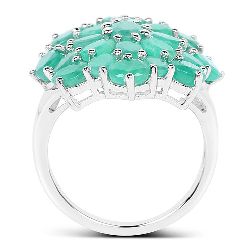 5.88 Carat Genuine Emerald .925 Sterling Silver Engagement Ring