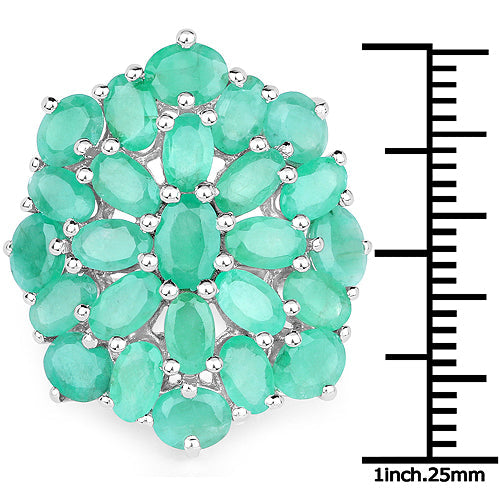 5.88 Carat Genuine Emerald .925 Sterling Silver Engagement Ring