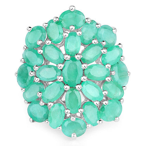 5.88 Carat Genuine Emerald .925 Sterling Silver Engagement Ring
