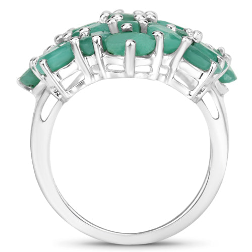 Bague de fiançailles en argent sterling .925 avec émeraude véritable de 5,88 carats