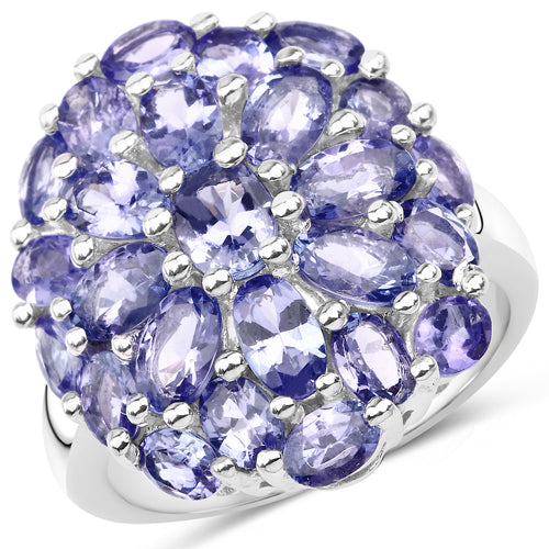 Bague cocktail en argent sterling avec tanzanite véritable de 7,08 carats