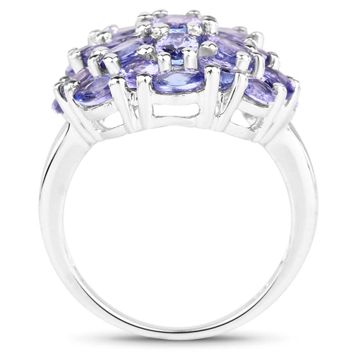 Bague cocktail en argent sterling avec tanzanite véritable de 7,08 carats