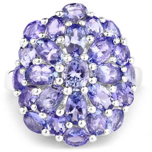 Bague cocktail en argent sterling avec tanzanite véritable de 7,08 carats