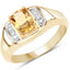 Anillo de Citrino y Topacio Blanco Baño de Oro de 14K