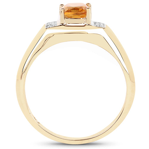 Anillo de Citrino y Topacio Blanco Baño de Oro de 14K