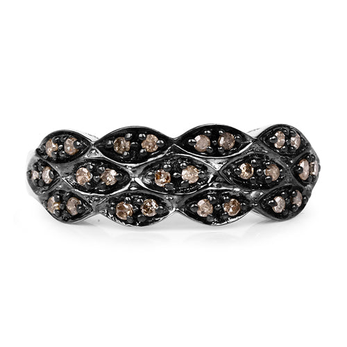 Anillo de Plata Esterlina con Diamante Champagne de 0.31 Quilates