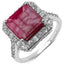 5.35 Carat Genuine Ruby & White Topaz Sterling Silver Ring