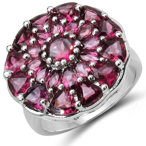 Bague de fiançailles en argent sterling rhodolite de 5,08 carats