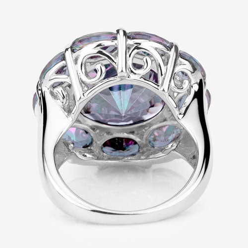 Bague en argent sterling avec quartz arc-en-ciel de 11,45 carats