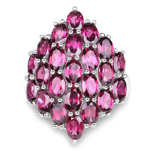 11.50 Carat Genuine Rhodolite Sterling Silver Engagement Ring