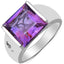 5.21 Carat Genuine Amethyst & White Diamond Sterling Silver Ring