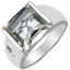 Bague en argent sterling avec améthyste verte de 5,71 carats et diamant blanc