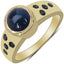 14K Yellow Gold Plated Blue Sapphire & Diamond Ring