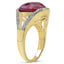 14K Yellow Gold Plated Pink Sapphire & White Diamond Ring
