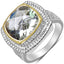 Bague en argent sterling avec améthyste verte de 6,31 carats et diamants blancs
