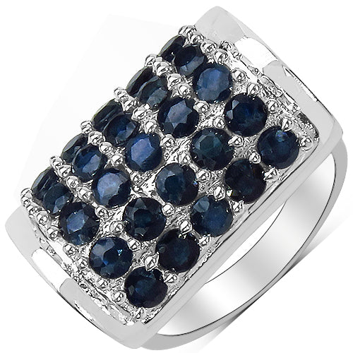 Bague de fiançailles en argent sterling avec saphir bleu de 3,51 carats et diamant