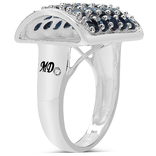 Bague de fiançailles en argent sterling avec saphir bleu de 3,51 carats et diamant