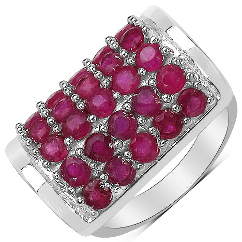 Anillo de Plata Esterlina con Rubí y Diamante Blanco de 3.01 Quilates
