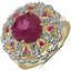 14K Yellow Gold Plated Pink Sapphire & Ruby Ring