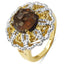 Anillo de cóctel de cuarzo ahumado y diamante chapado en oro amarillo de 14K