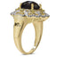 Anillo de cóctel de cuarzo ahumado y diamante chapado en oro amarillo de 14K
