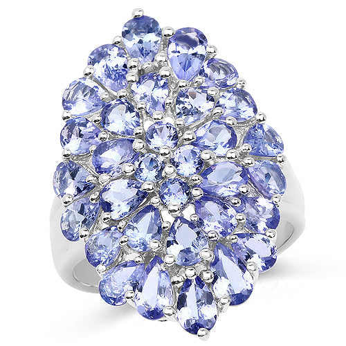4.62 Carat Genuine Tanzanite Sterling Silver Engagement Ring