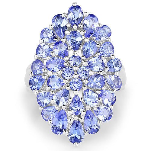 4.62 Carat Genuine Tanzanite Sterling Silver Engagement Ring