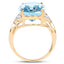14K Yellow Gold Plated Blue Topaz & White Topaz Ring