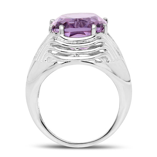 Bague en argent sterling avec améthyste véritable de 10,02 carats