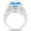 Bague de fiançailles en argent sterling avec topaze bleue véritable de 12,10 carats