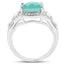 Bague en argent sterling avec émeraude véritable de 4,09 carats et topaze blanche