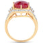 Anillo de Rubí y Topacio Blanco Bañado en Oro Amarillo de 14K