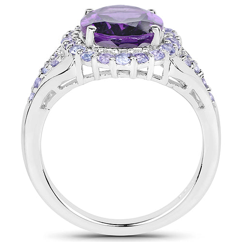Bague en argent sterling de 5,90 carats en améthyste et tanzanite véritable