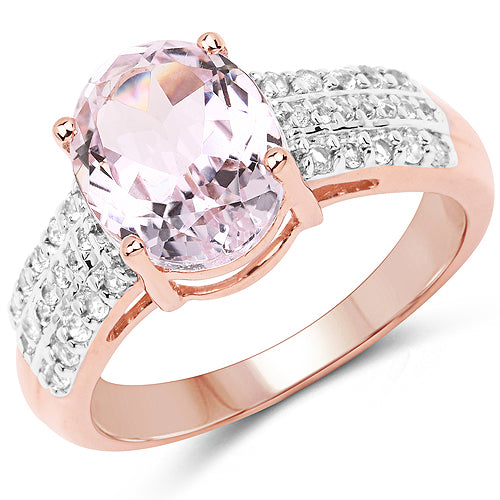14K Rose Gold Plated Kunzite and Zircon Engagement Ring
