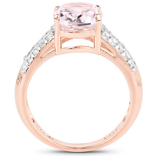 14K Rose Gold Plated Kunzite and Zircon Engagement Ring