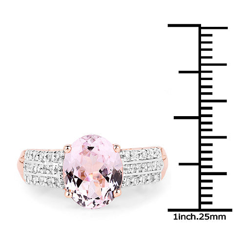 14K Rose Gold Plated Kunzite and Zircon Engagement Ring
