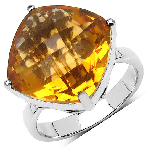 9.05 Carat Genuine Citrine Sterling Silver Engagement Ring