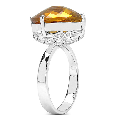 9.05 Carat Genuine Citrine Sterling Silver Engagement Ring