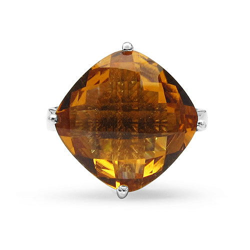 9.05 Carat Genuine Citrine Sterling Silver Engagement Ring