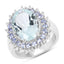 5.30 Carat Aquamarine, Tanzanite & White Topaz Sterling Silver Ring