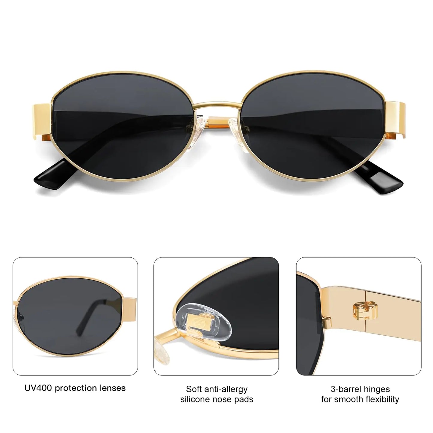 Lunettes de soleil ovales rétro SOJOS - Protection classique UV400