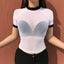 T-shirt en mesh transparent noir et blanc tendance pour femmes